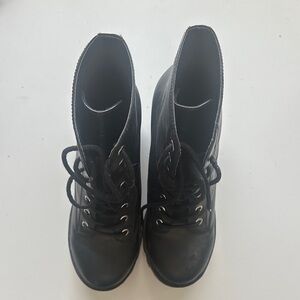 H&M Black Lace-Up Platform Ankle Boots